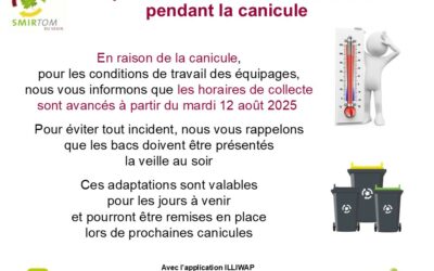 SMIRTOM, adaptation des horaires de collecte pendant la canicule