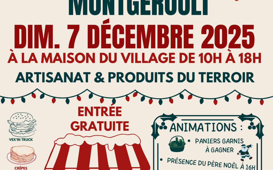 La 24ème édition de notre marché de Noël se tiendra le dimanche 7 décembre prochain à la maison du village.
